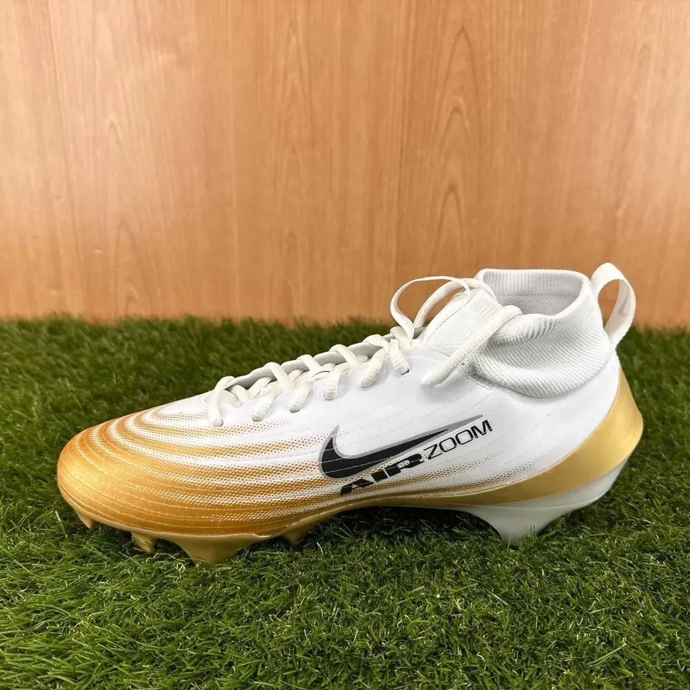 Nike Zoom Air Vapor Pro 1 White Metallic Gold Football Cleats FB3298-103 Sz 9.5